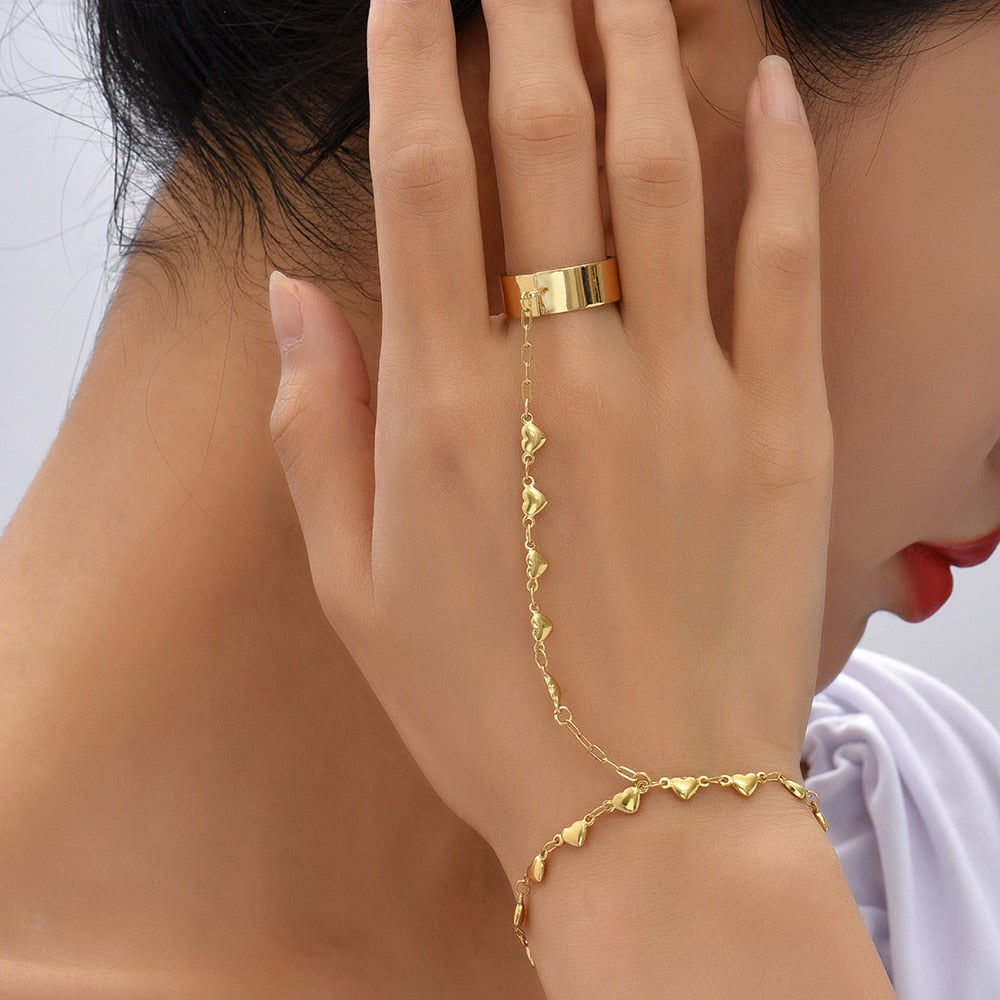 Pearl Chain Bracelet Ring