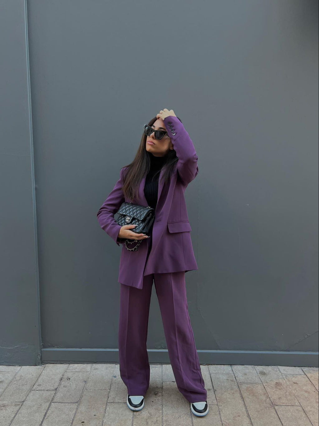 Purple Oversized Long Blazer