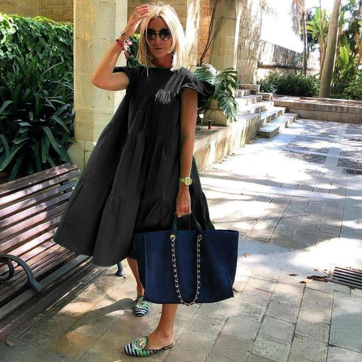 Ruff Casual Midi Dress