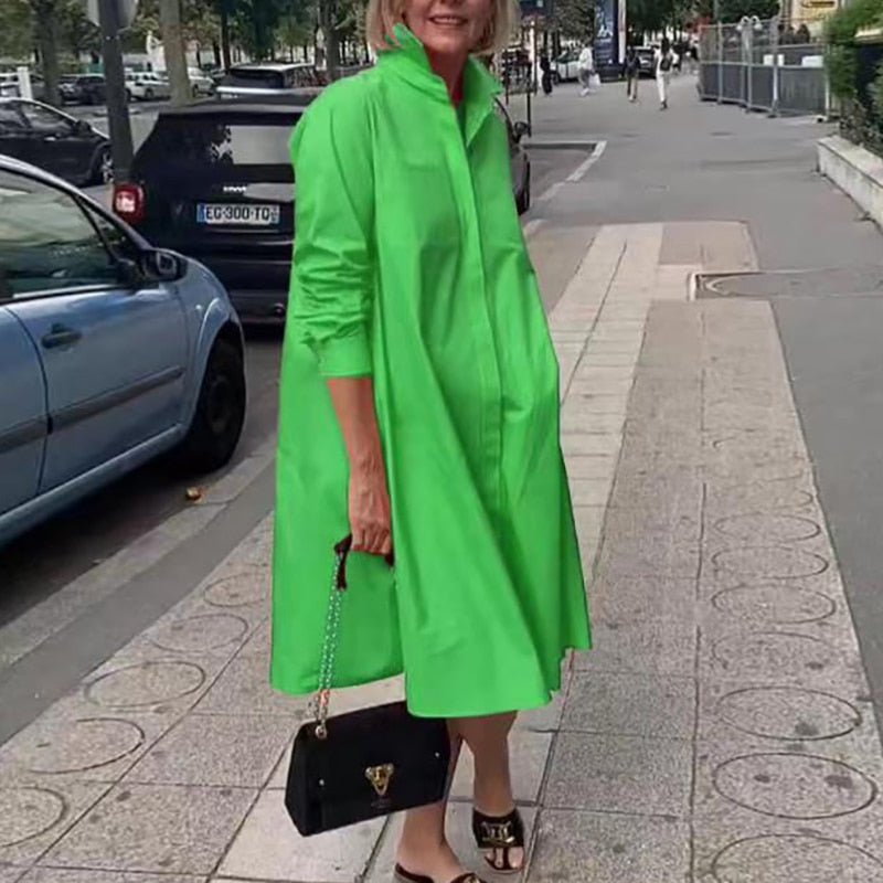 Shirt Dress Casual Solid Color