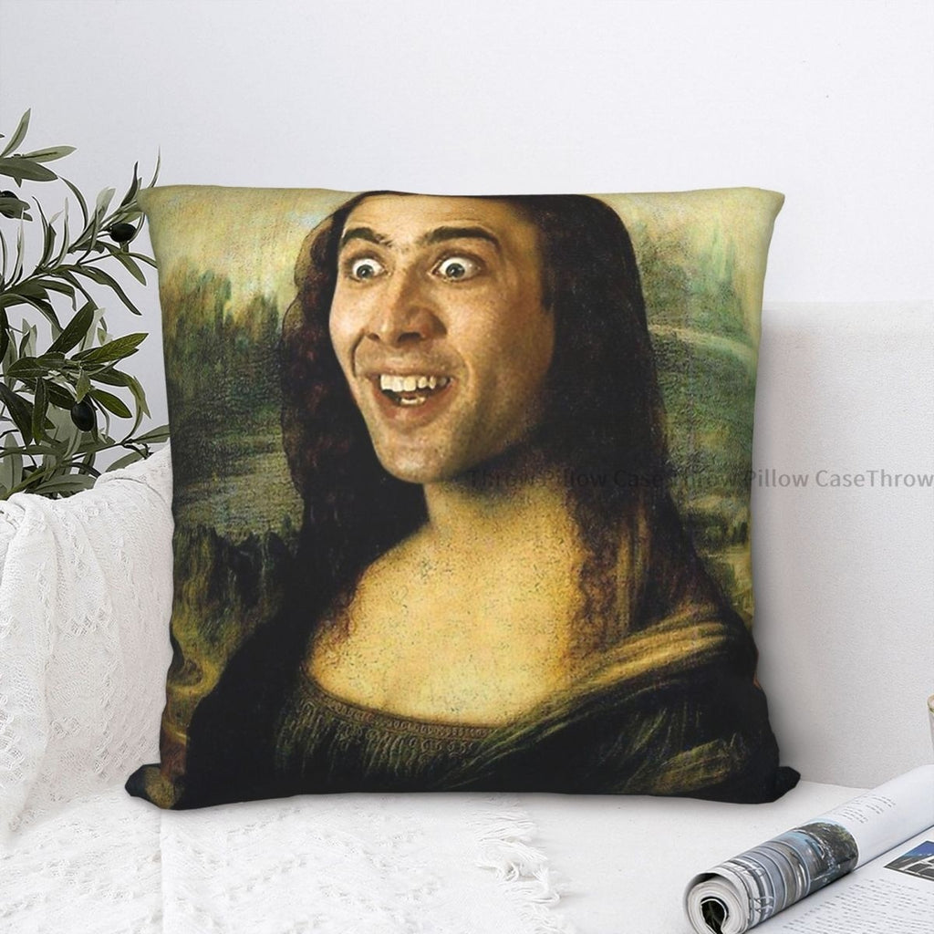 Nicolas Cage As The Mona Lisa  Pillow Case