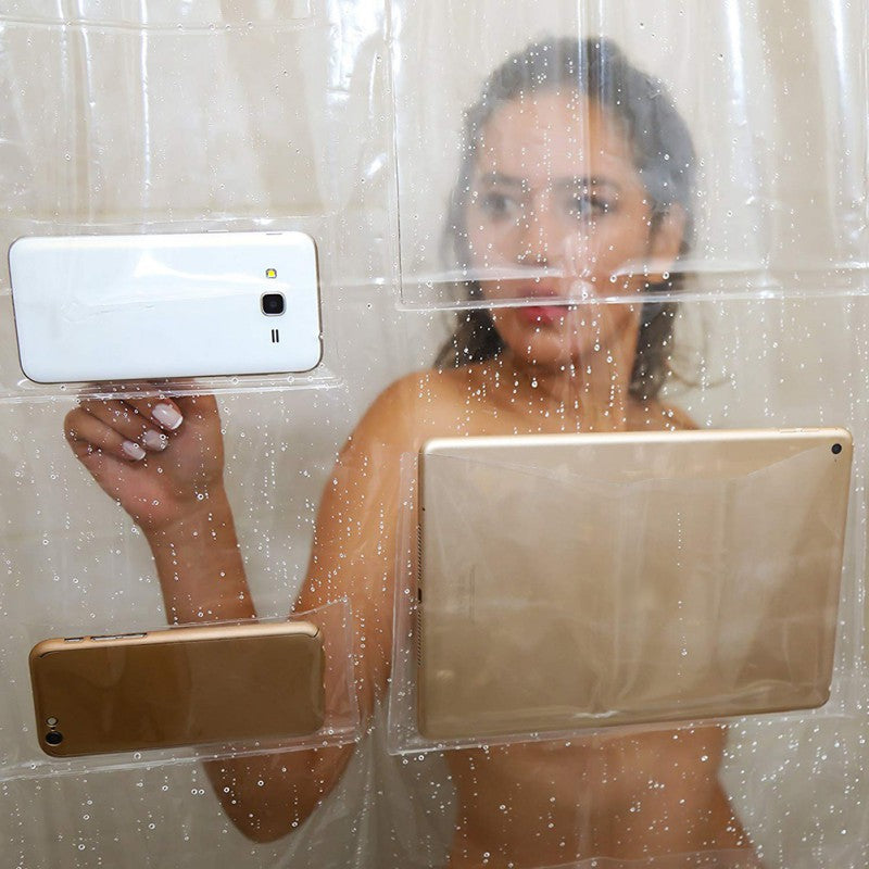 Multi-functional Shower Curtain Phone Tablet Holder