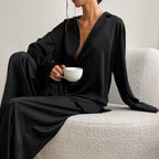 Satin Silk Loose Long Sleeve Pyjama Set