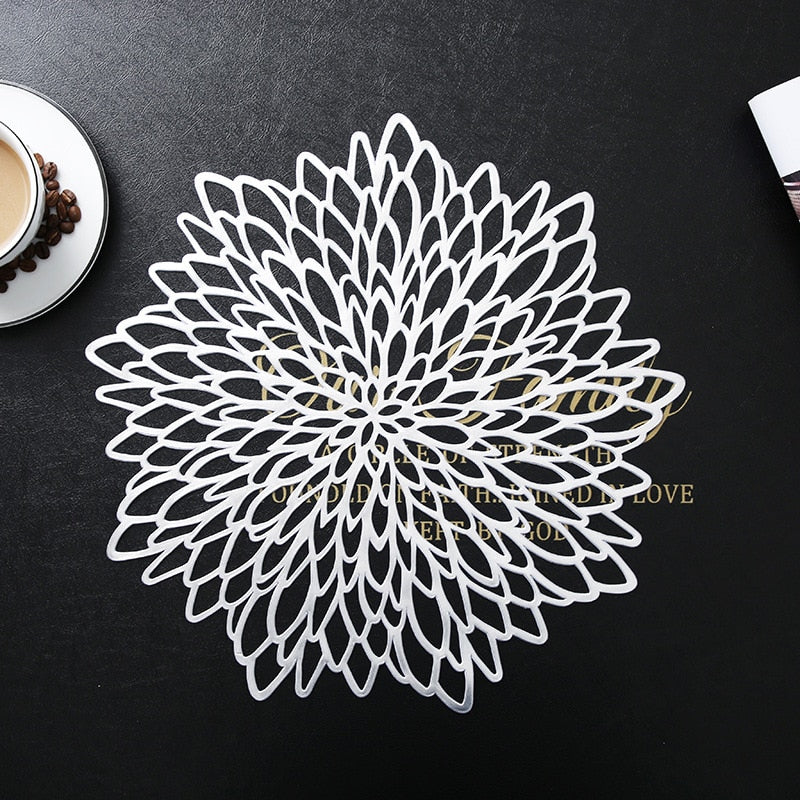 6/4pcs Octagonal Placemat Gold