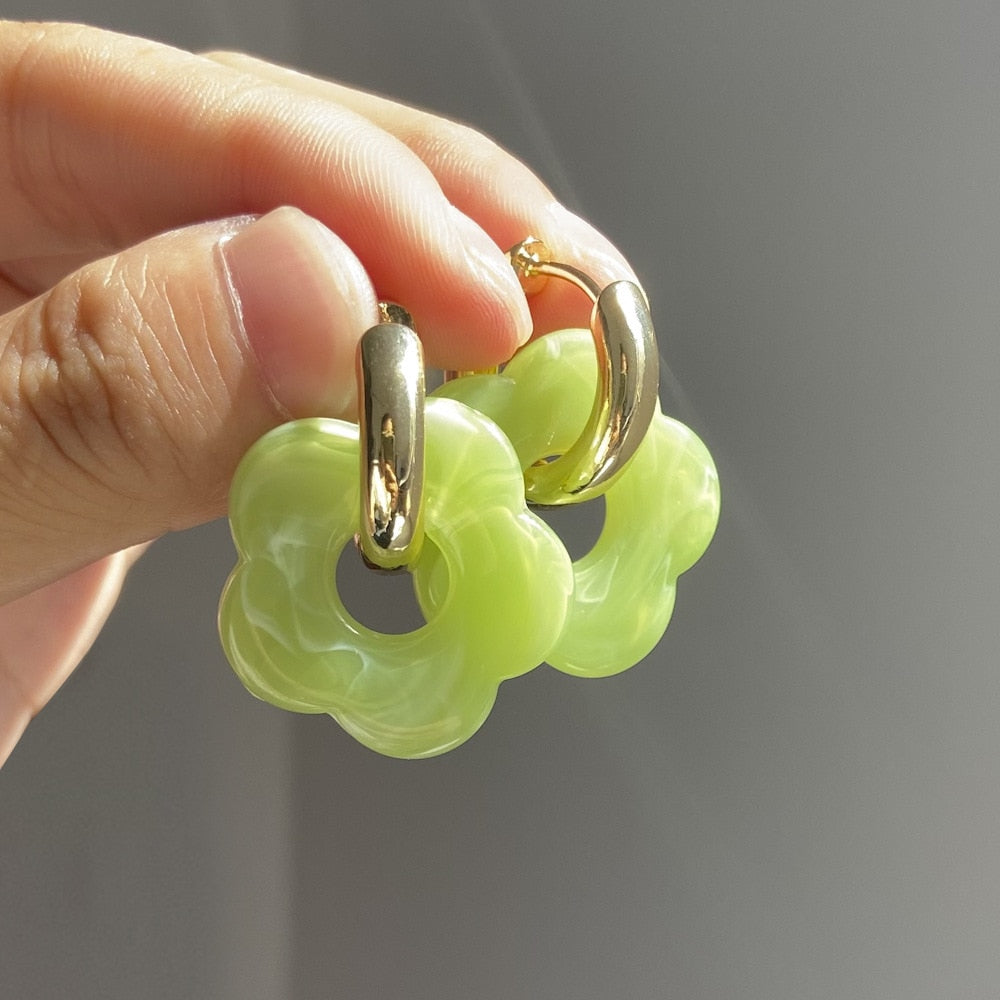 Flower Resin Acrylic Earrings