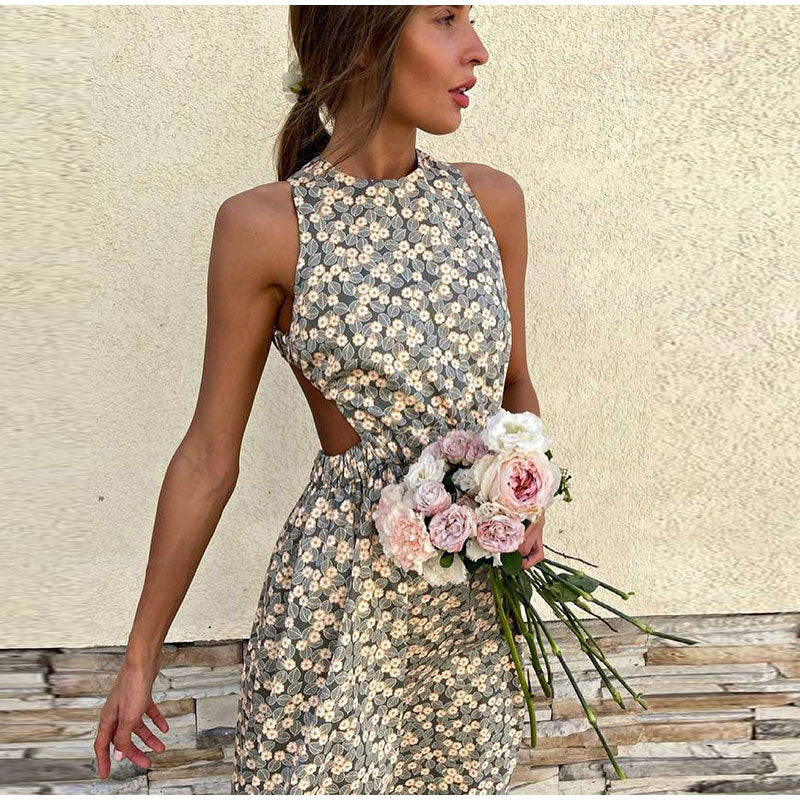 Floral Backless Dress