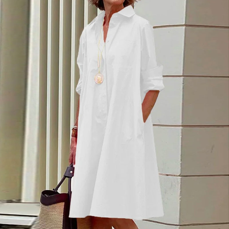 Shirt Dress Casual Solid Color