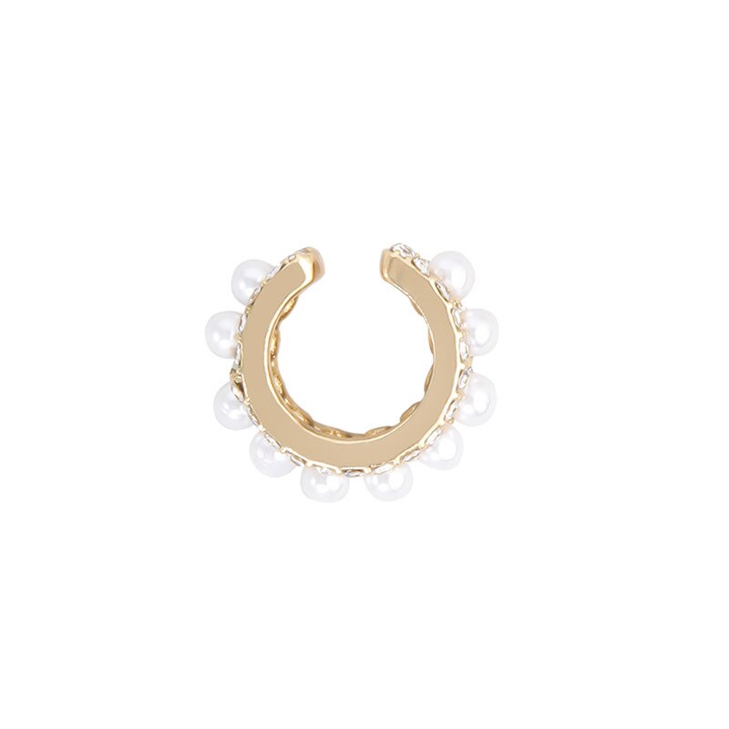 Pearl Ear Cuff Rhinestone Earrings