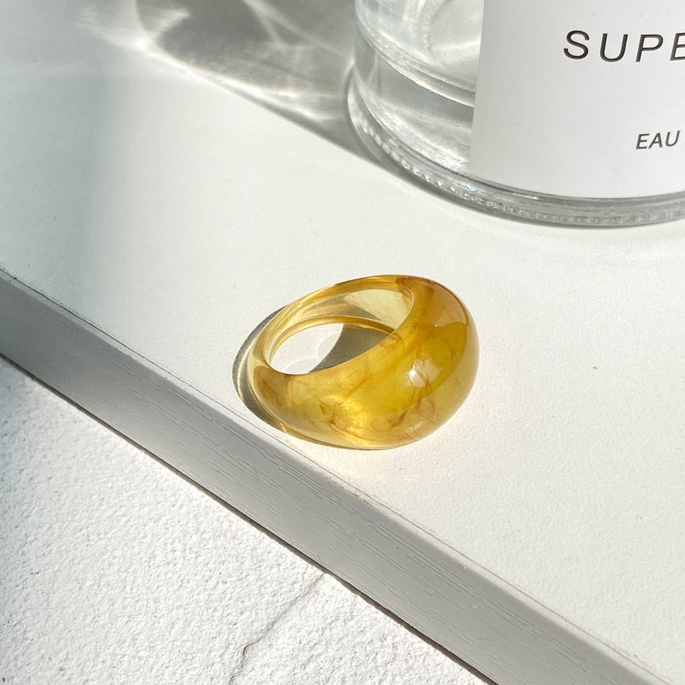 Transparent Resin Geometric Ring