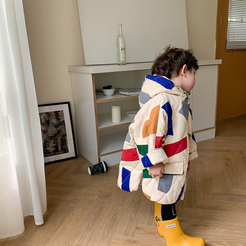 Geometric Pattern CottonJacket Coat