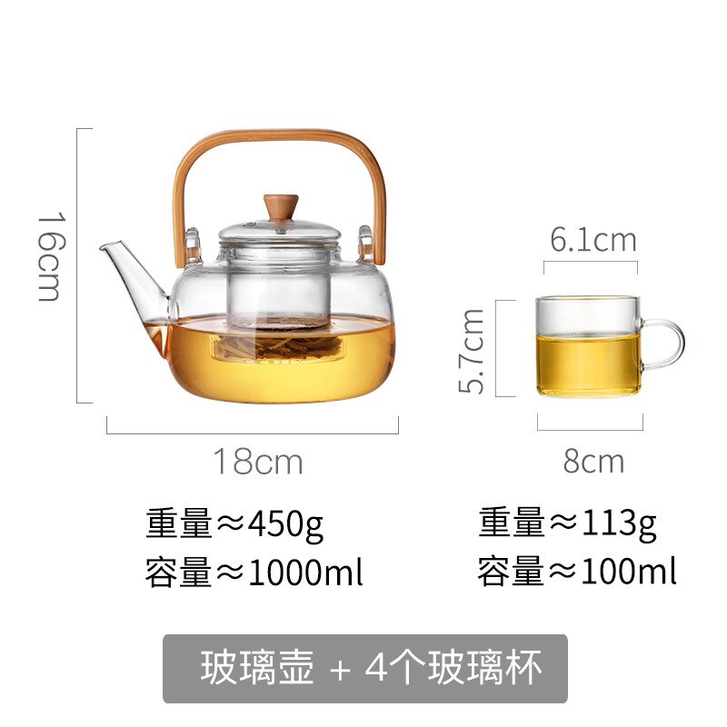 Heat-resistant Tea Pot and Tea Cup Set