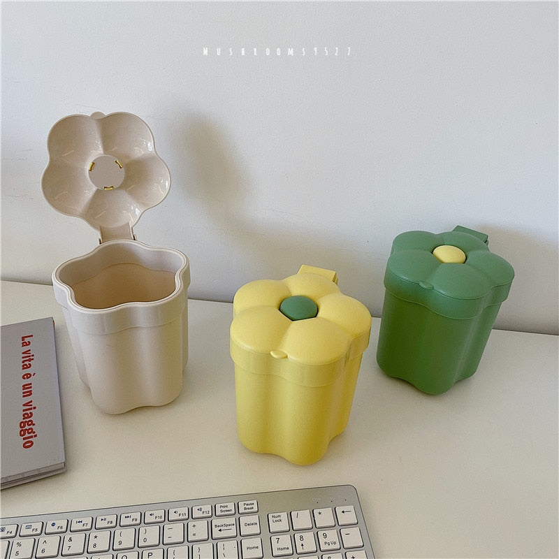 Desktop Small Flower Trash Can