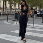 Sleeveless Lace Cutout Long Dress