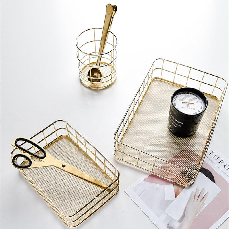 Nordic Gold Metal Iron Makeup Storage