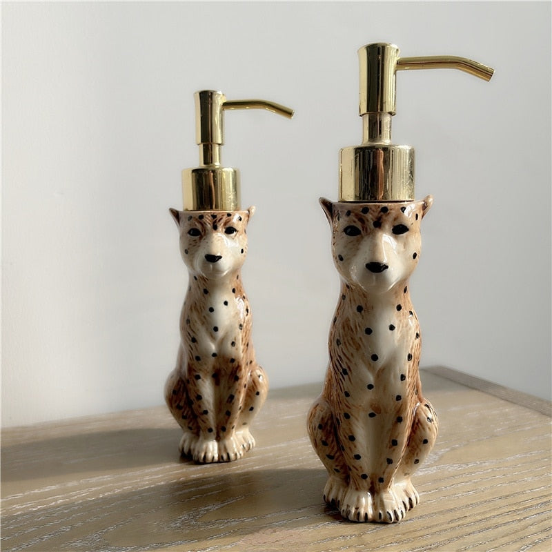 Cheetah Ceramic Soap Bottle