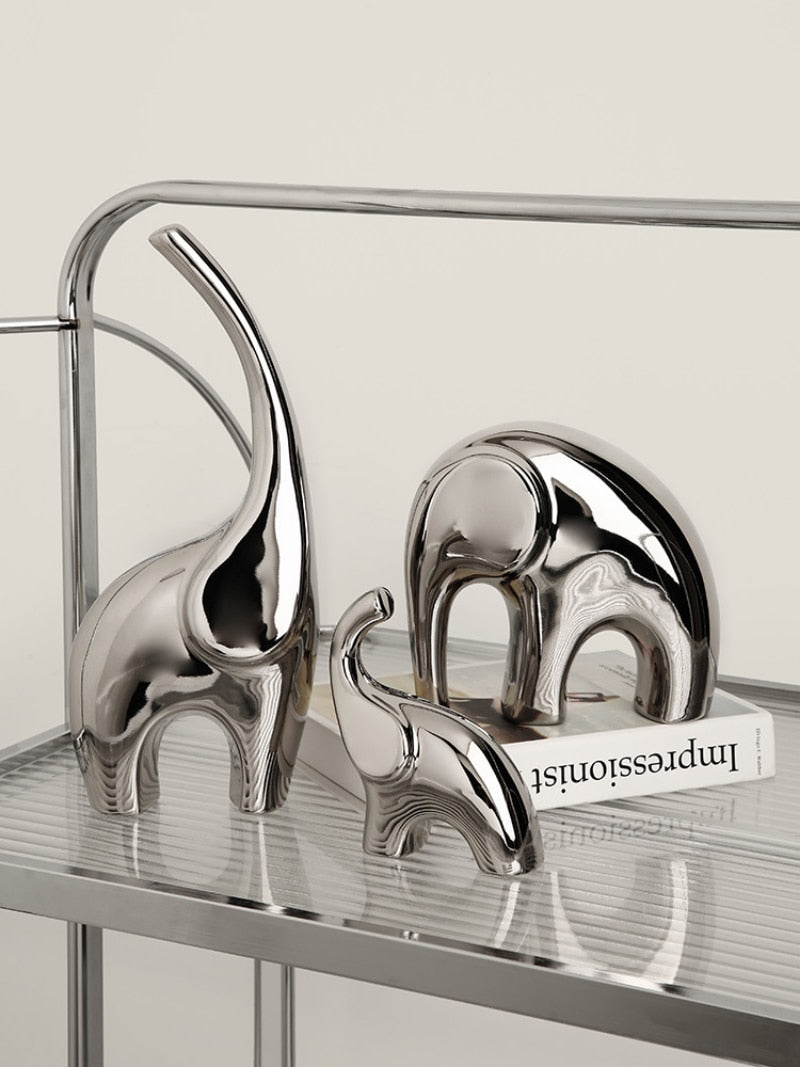 Silver Elephant Craft Statue