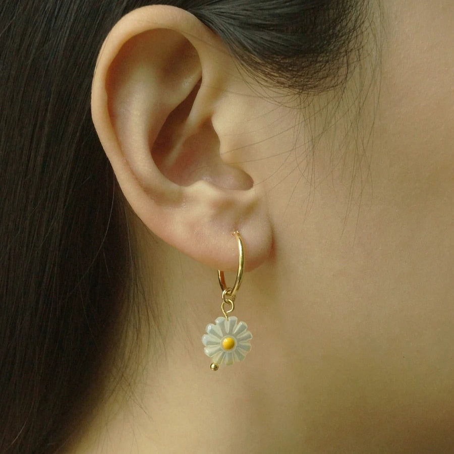 Natural Stone Hoop Earrings