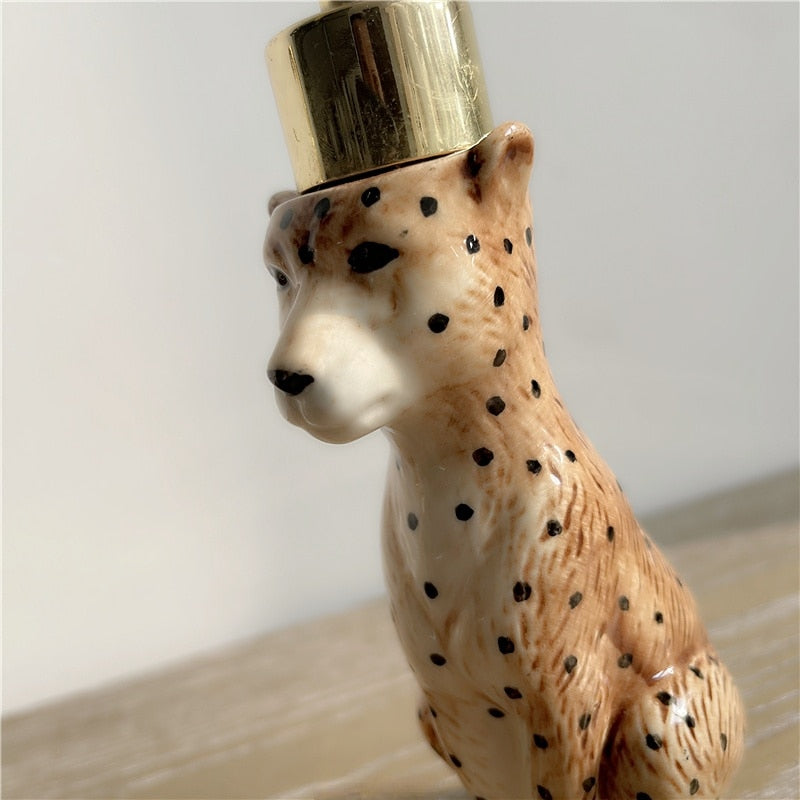 Cheetah Ceramic Soap Bottle