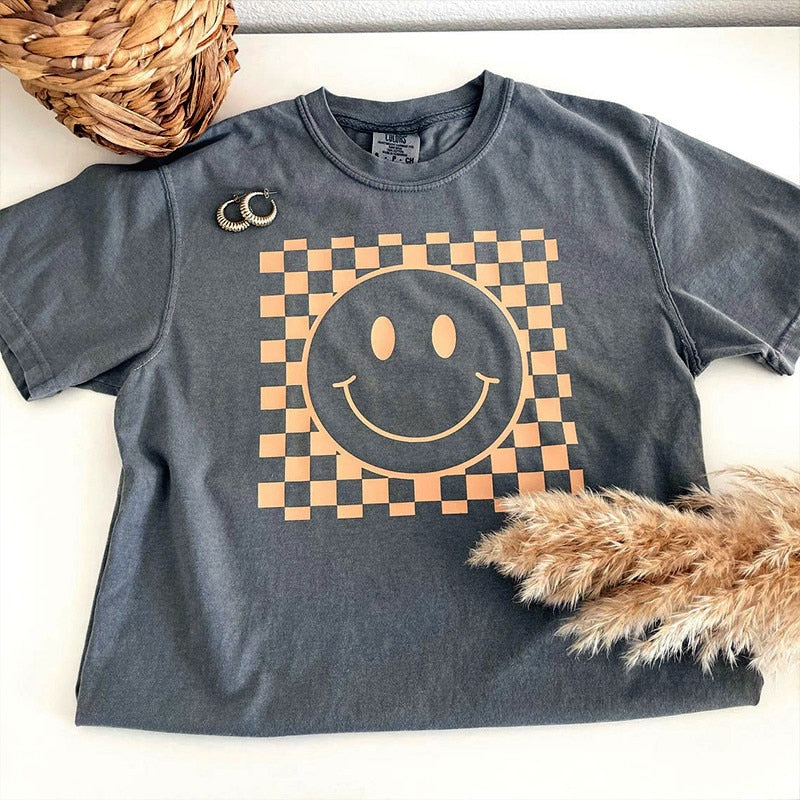 Cotton Smile Face Printing T-Shirt