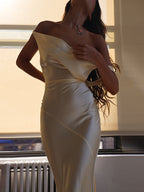 Spaghetti StrapBackless Satin Slip Maxi Dress