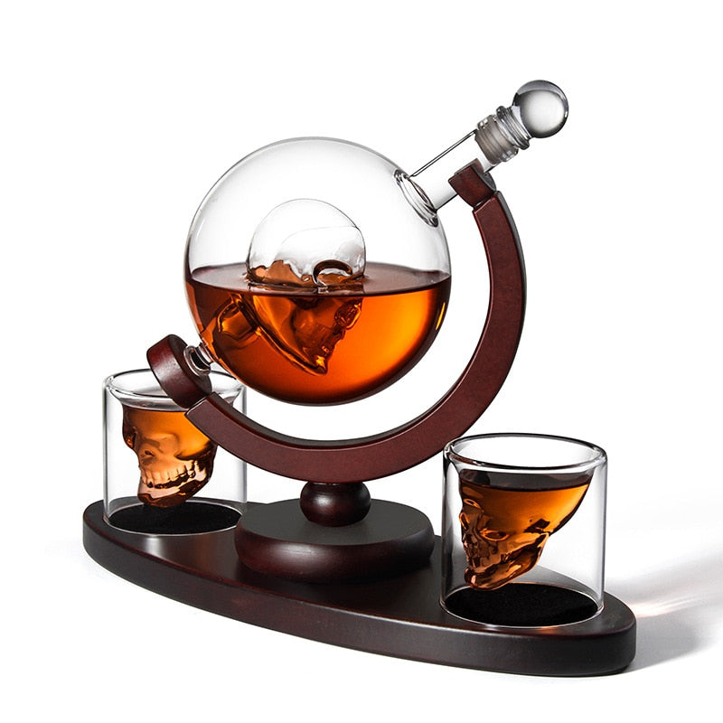 Glass Skull Bottle Set Whiskey