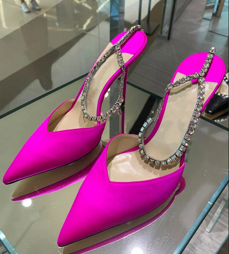 Rhinestones Chain Pumps Sandals High Heel