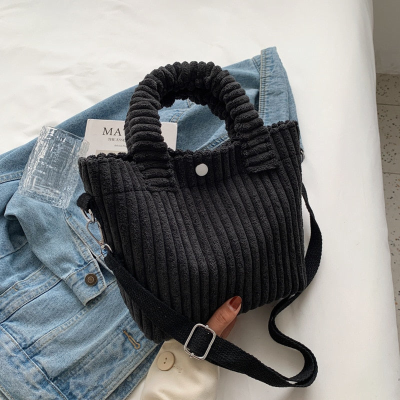 Bucket Shoulder Corduroy Bag