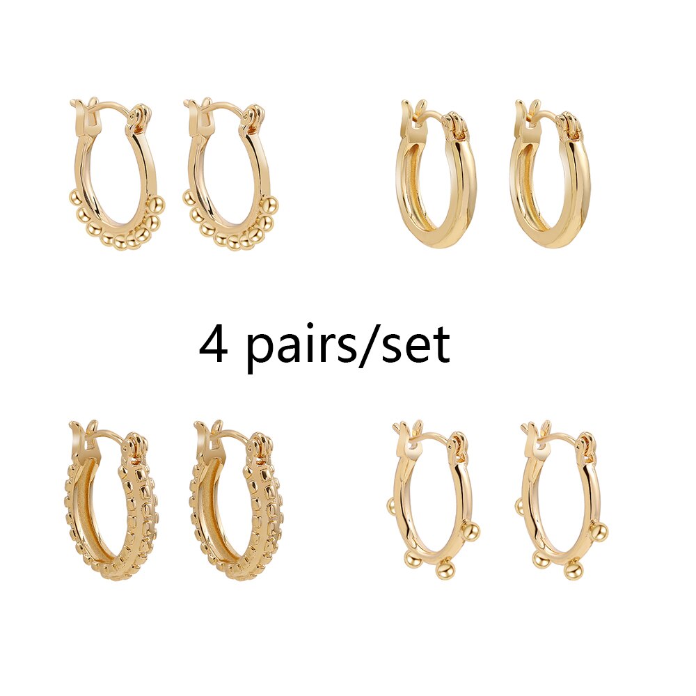 Gold Link Chain Hoops Earrings