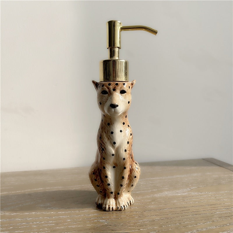 Cheetah Ceramic Soap Bottle