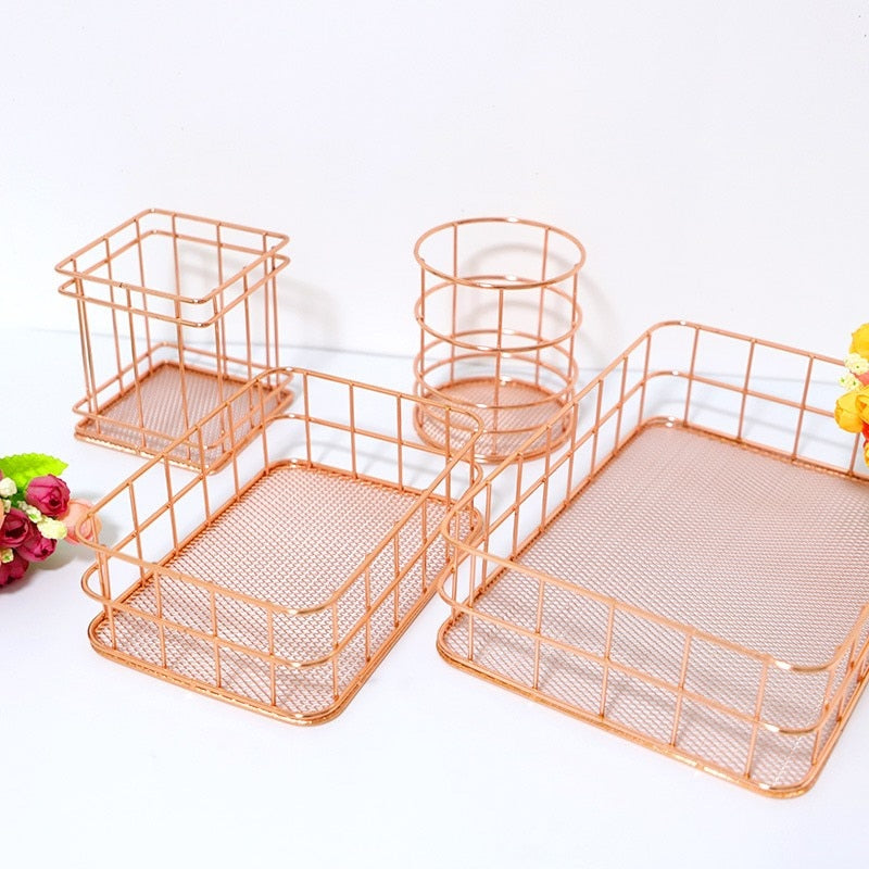Nordic Gold Metal Iron Makeup Storage