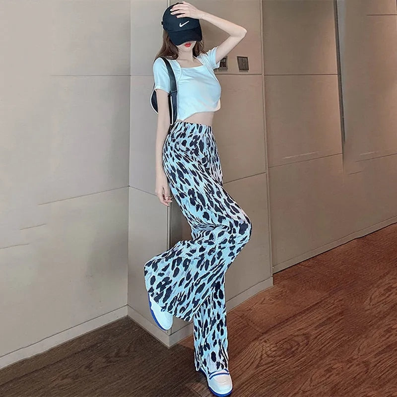 Blue Dot Wide Leg Trousers Pants