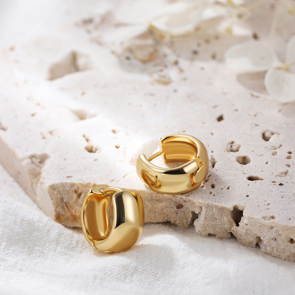 Punk Gold Chunky Hoop Earrings