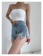 Denim Hole Frayed Shorts