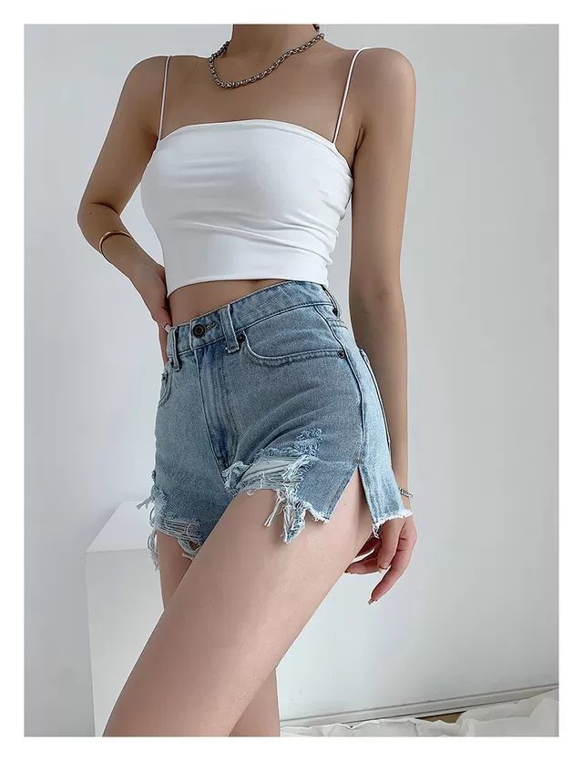 Denim Hole Frayed Shorts