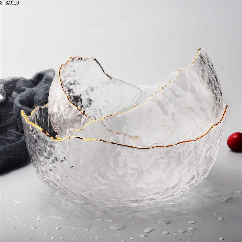 Irregular Gold  Glass Salad Bowl (6 Colors)