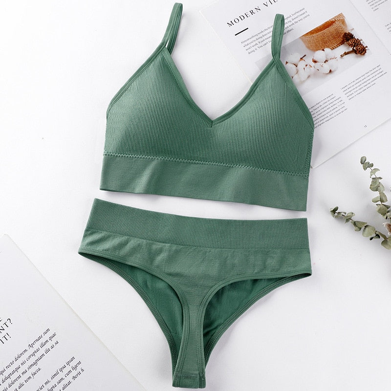 French Backless Push Up Underwear Set