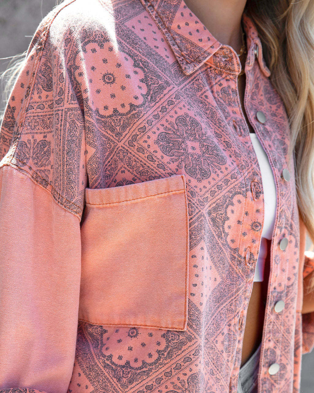 Pink Boho Denim Jacket