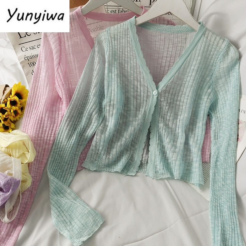 Knitted Cardigans Crop Top