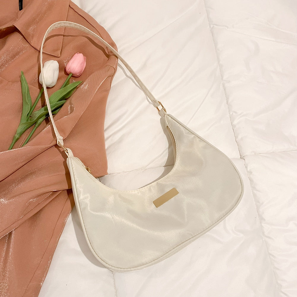 Nylon Solid Color Shoulder Bag
