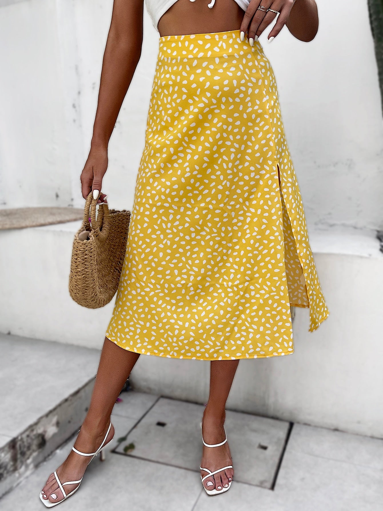 Split Thigh Print Skirts