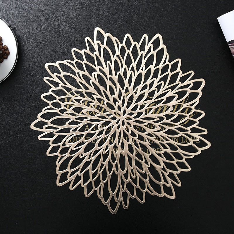 6/4pcs Octagonal Placemat Gold