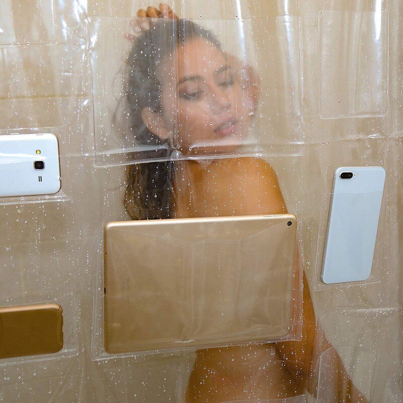 Multi-functional Shower Curtain Phone Tablet Holder