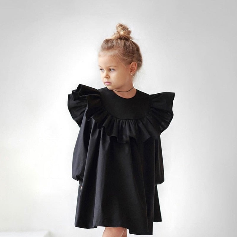 Cotton Ruffle Long Sleeve Dress
