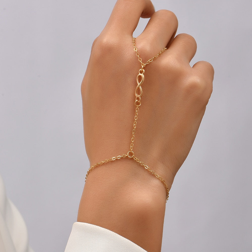 Pearl Chain Bracelet Ring