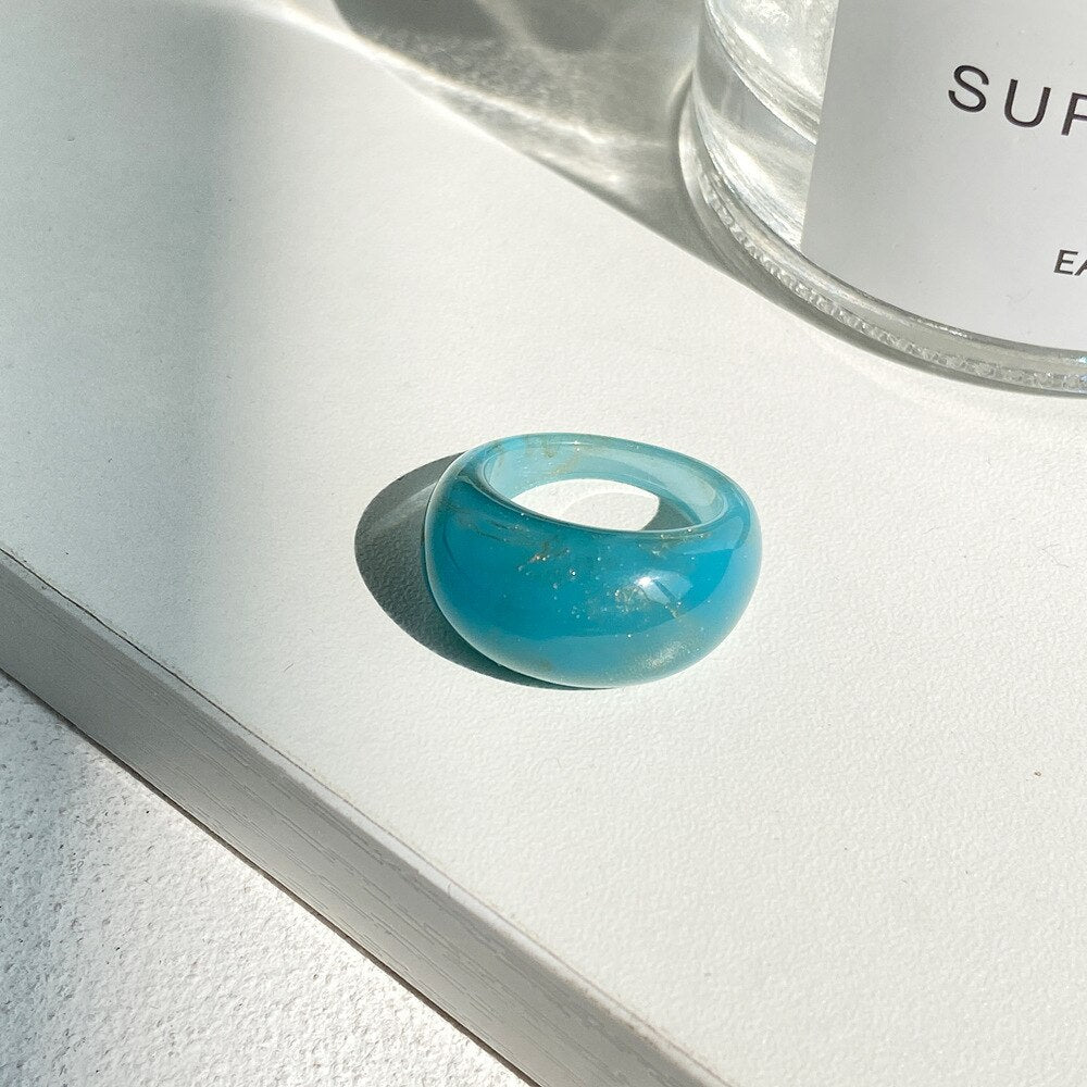 Transparent Resin Geometric Ring