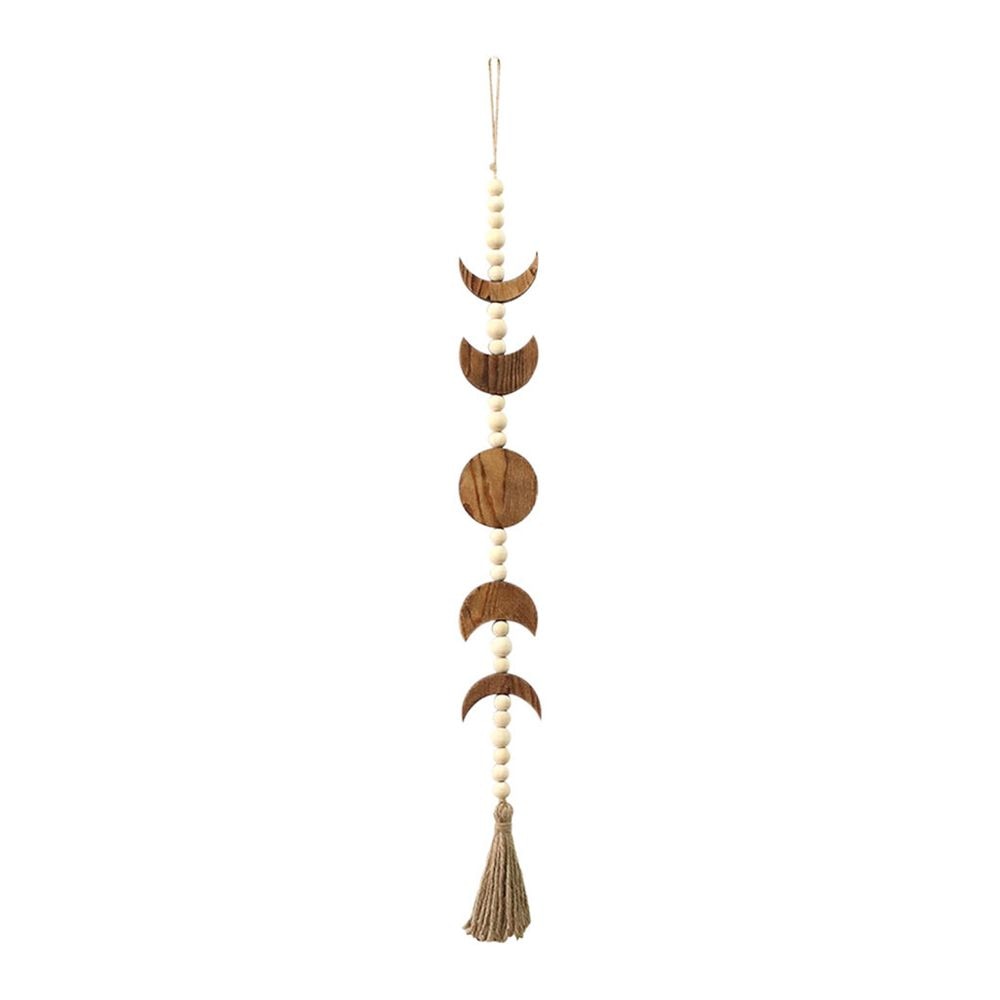 Wood Star Moon Phase Wall Hanging Boho Tassel