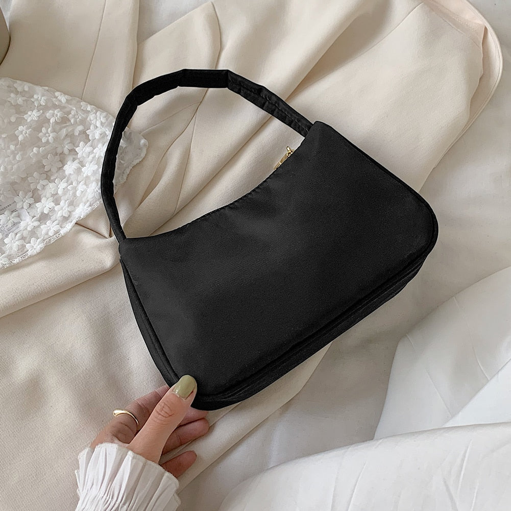 Nylon Solid Color Shoulder Bag