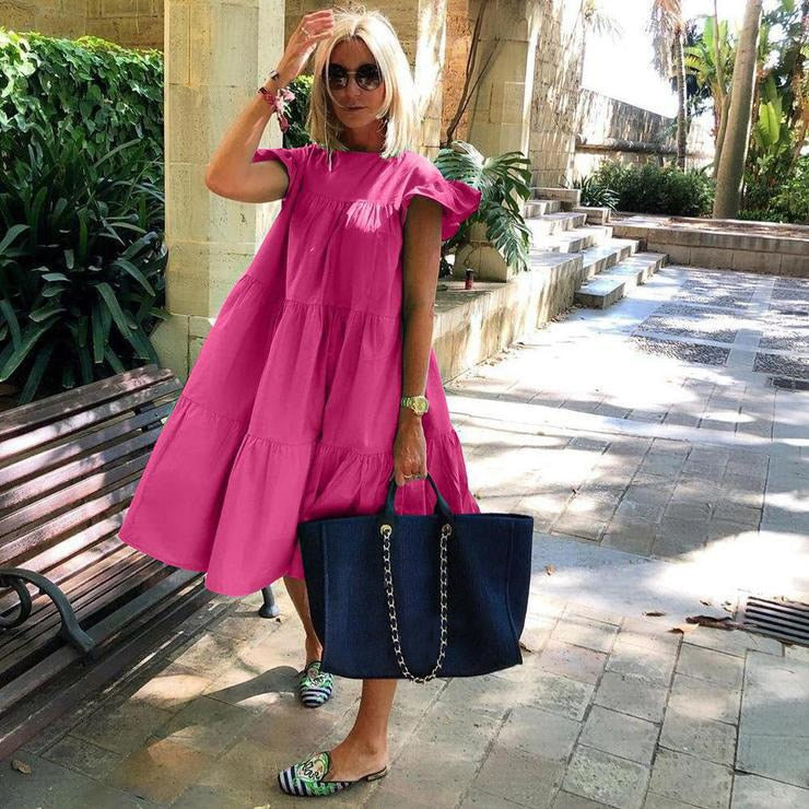 Ruff Casual Midi Dress