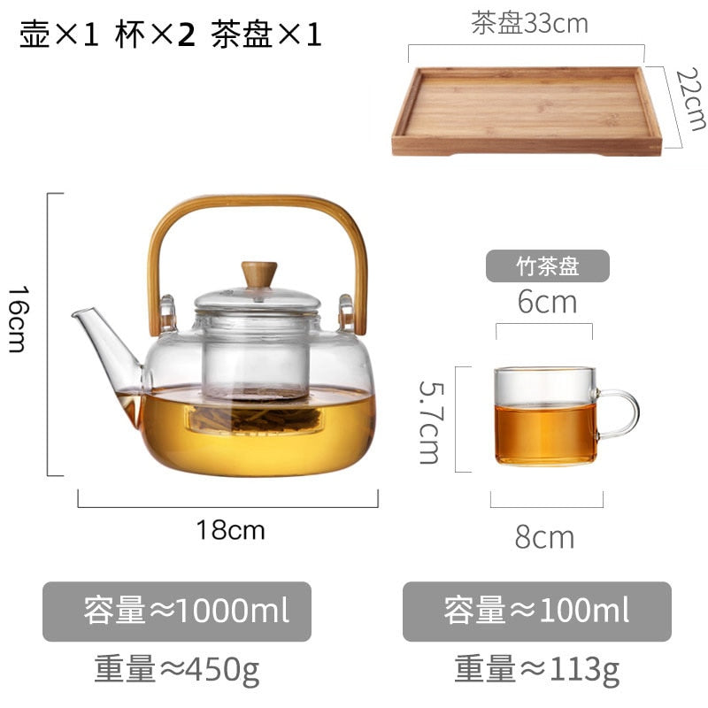 Heat-resistant Tea Pot and Tea Cup Set