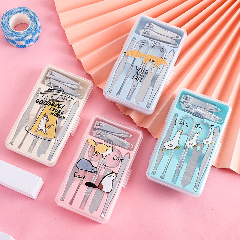 7pcs/set Cartoon Stainless Steel Nail Scissors Set